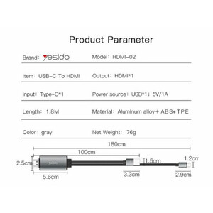 کابل Type-Cبه Hdmi یسیدو 4k