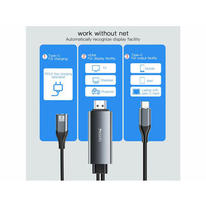کابل Type-Cبه Hdmi یسیدو 4k مدل  Yesido HM01 Type-C To Hdmi Adapter HM01