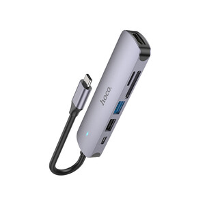 خرید هاب تایپ سی 6 پورت هوکو  Hoco Type-C hub “HB28” HDTV + PD + USB3.0 + USB2.0 + SD + TF