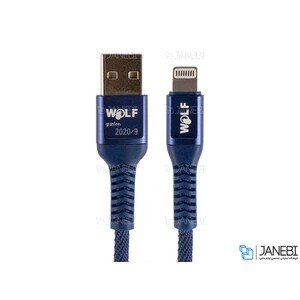 کابل شارژ و انتقال داده لایتنینگ Wolf Lightning Cable 1m