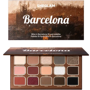 پالت سایه چشم شیگلم SHEGLAM اصل مدل Bliss In Barcelona با 15 رنگ مات و شاین