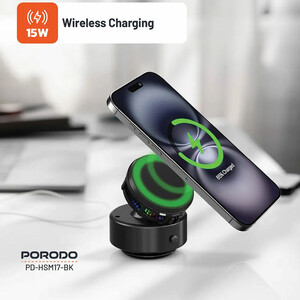 خرید هولدر موبایل، شارژر بی سیم خنک کننده پورودو Porodo مدل PD-HSM17-BK توان 15 وات
