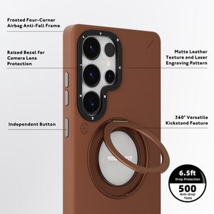 قاب گوشی سامسونگ Samsung S24 Ultra یانگ کیت Youngkit مدل Leather 360° Rotation Ring Stand Case Magsafe