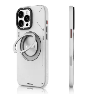 قاب گوشی آیفون iphone 15 pro max یانگ کیت Youngkit مدل Leather 360 Rotation Ring Stand Case Magsafe