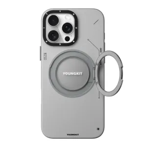 قاب گوشی آیفون iphone 15 pro max یانگ کیت Youngkit مدل Leather 360 Rotation Ring Stand Case Magsafe