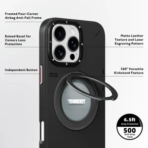 قاب گوشی آیفون iphone 15 pro max یانگ کیت Youngkit مدل Leather 360 Rotation Ring Stand Case Magsafe