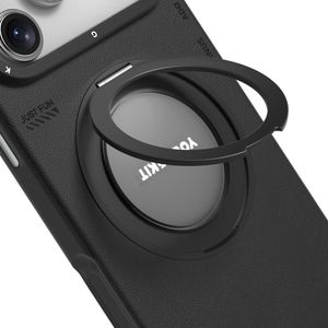 قاب گوشی آیفون iphone 16 pro max یانگ کیت Youngkit مدل Leather 360 Rotation Ring Stand Case Magsafe