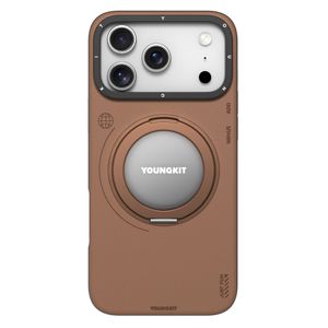 قاب گوشی آیفون iphone 16 pro max یانگ کیت Youngkit مدل Leather 360 Rotation Ring Stand Case Magsafe