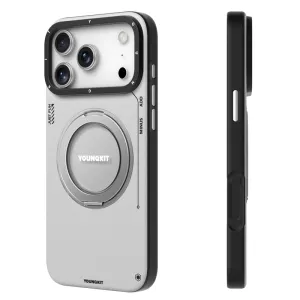 قاب گوشی آیفون iphone 16 pro یانگ کیت Youngkit مدل Leather 360 Rotation Ring Stand Case Magsafe