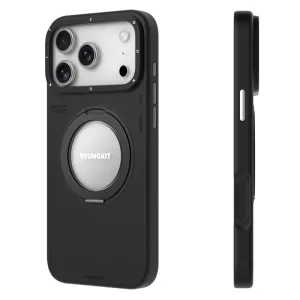 قاب گوشی آیفون iphone 16 pro یانگ کیت Youngkit مدل Leather 360 Rotation Ring Stand Case Magsafe