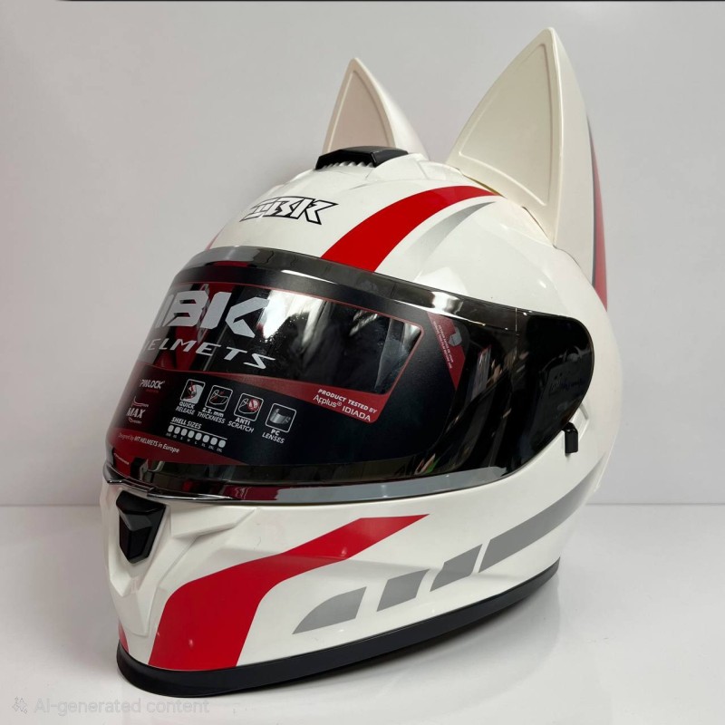 کلاه کاسکت خرگوشی ibk سفید-قرمز