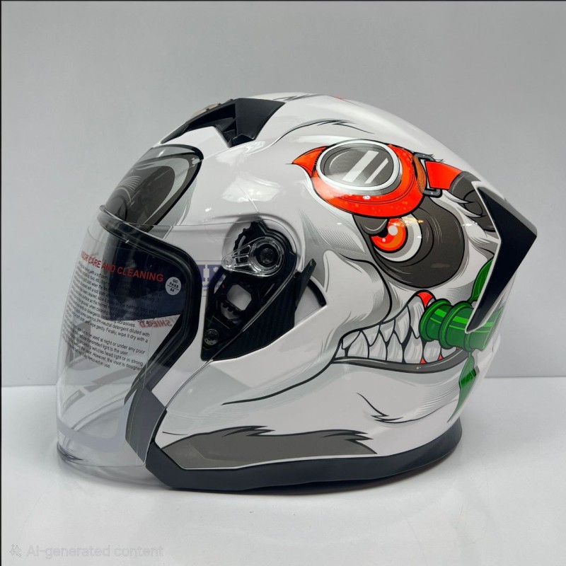 کلاه کاسکت بدون فک EK گرافیتی سفید