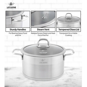 سرویس قابلمه و تابه استیل 10 پارچه لایف اسمایل مدل LIFEP12