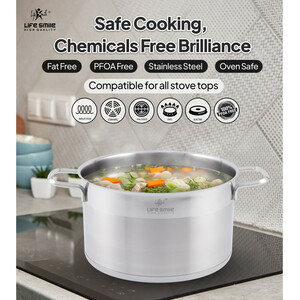 سرویس قابلمه و تابه استیل 10 پارچه لایف اسمایل مدل LIFEP12