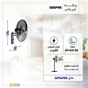 پنکه دیواری جی پاس مدل GF9479N