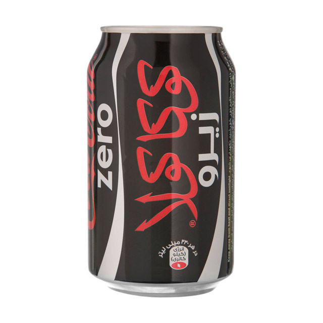 نوشابه قوطی کوکاکولا زیرو 330 میلی لیتری در بسته بندی 24 عددی