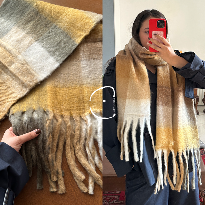 بیگ اسکارف چهارخانه مدل " قدر زر زرگر شناسد" /Big Scarf