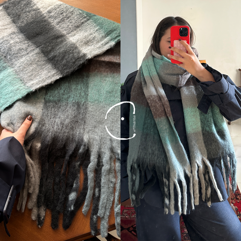 بیگ اسکارف چهارخانه مدل دیلمان  /Big Scarf