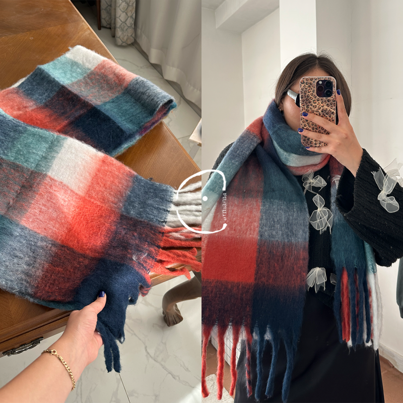 بیگ اسکارف چهارخانه مدل " آغازیان"  /Big Scarf