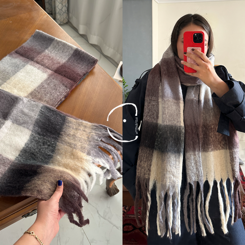 بیگ اسکارف چهارخانه مدل شمس /Big Scarf