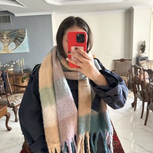 بیگ اسکارف چهارخانه مدل خرمن /Big Scarf