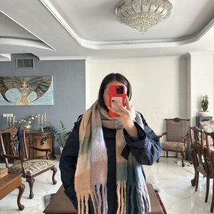 بیگ اسکارف چهارخانه مدل خرمن /Big Scarf