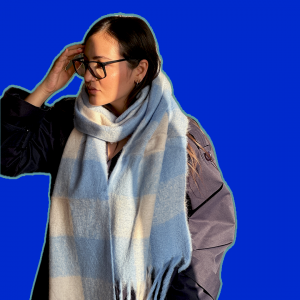 بیگ اسکارف چهارخانه مدل  big scarf/ sky