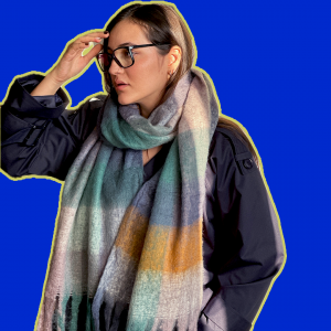 بیگ اسکارف چهارخانه مدل  Big Scarf/ Autumn
