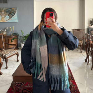 بیگ اسکارف چهارخانه مدل  Big Scarf/ Autumn