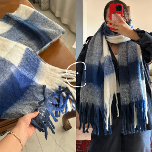 بیگ اسکارف چهارخانه مدل Big Scarf/Ocean