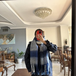 بیگ اسکارف چهارخانه مدل Big Scarf/Ocean