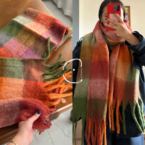 بیگ اسکارف چهارخانه مدل چاشنی /Big Scarf
