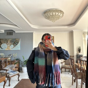بیگ اسکارف چهارخانه مدل Big Scarf/Galaxy