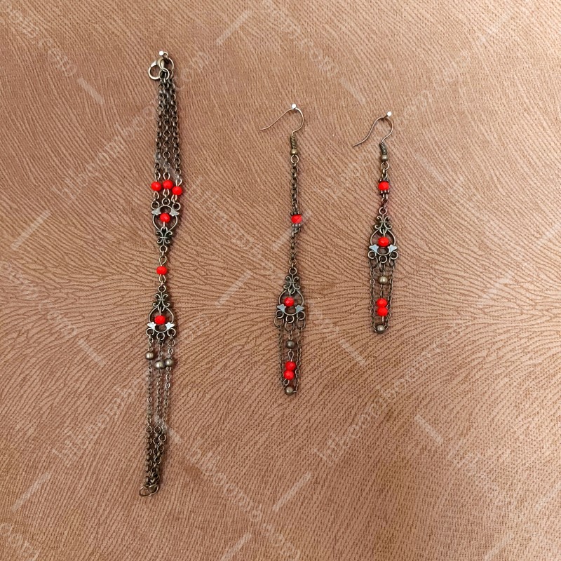 نیم ست برنزی طرح دونه اناری