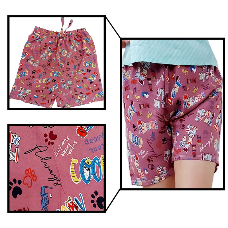 شلوارک راحتی نخی زنانه تایلندی طرح 1