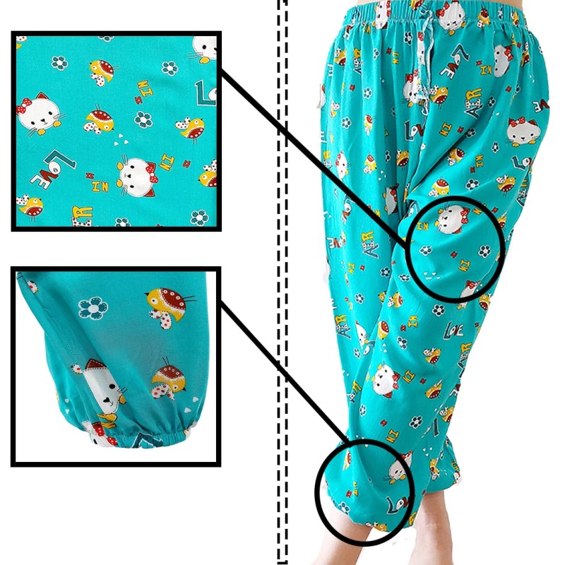 شلوار نخی تایلندی دمپا کشدار طرح 1