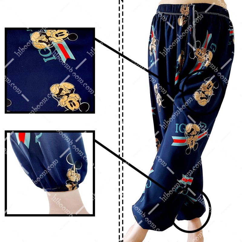 شلوار نخی تایلندی دمپا کشدار طرح 3