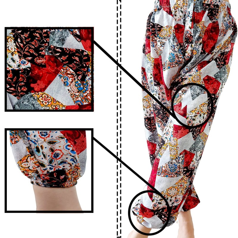 شلوار نخی تایلندی دمپا کشدار طرح 10