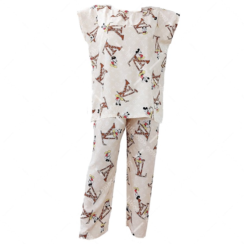 ست بلوز و شلوار راحتی نخی تایلندی طرح 5