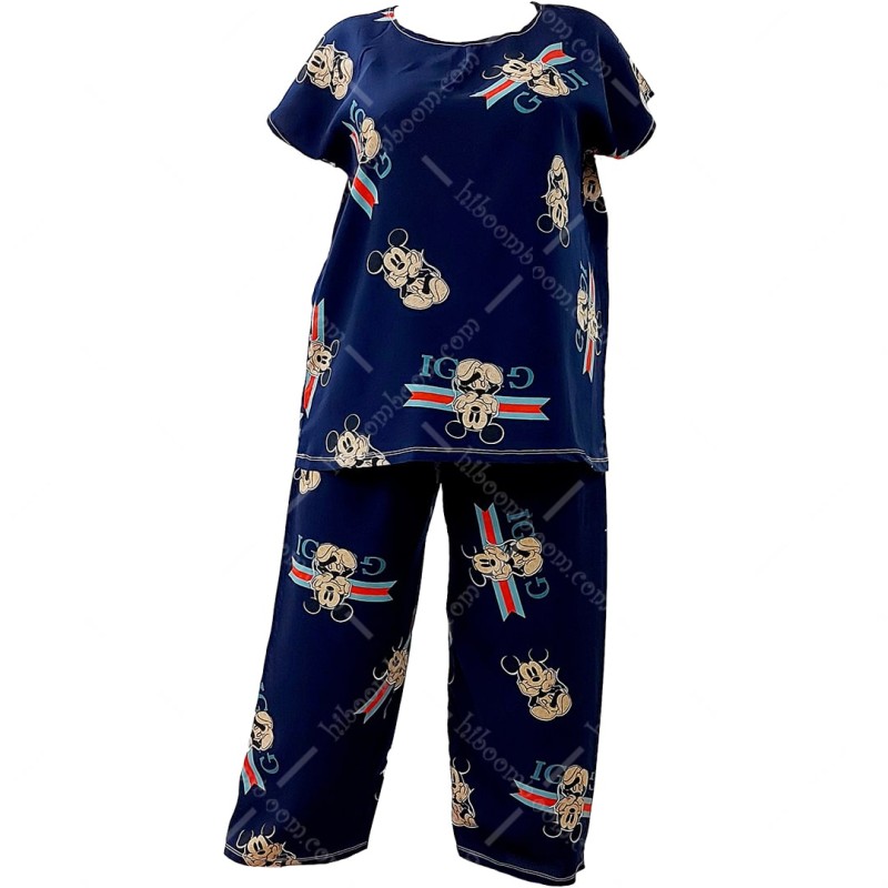 ست بلوز و شلوار راحتی نخی تایلندی طرح 7