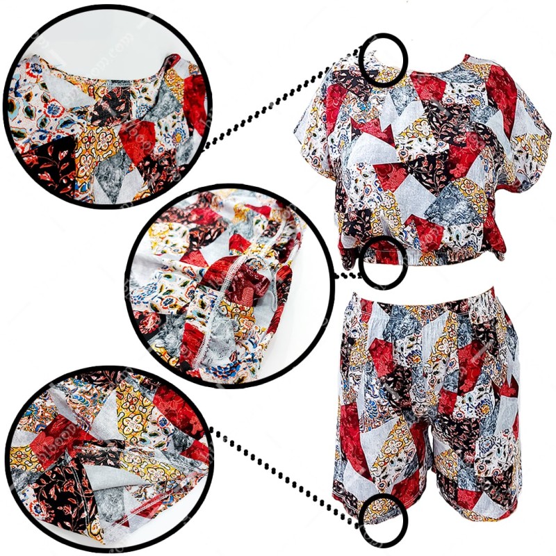 ست تاپ و شلوارک نخی تایلندی طرح 5