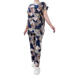 ست بلوز و شلوار راحتی نخی تایلندی طرح 1