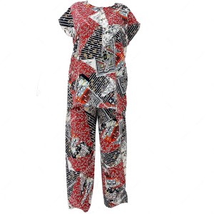 ست بلوز و شلوار راحتی نخی تایلندی طرح 6