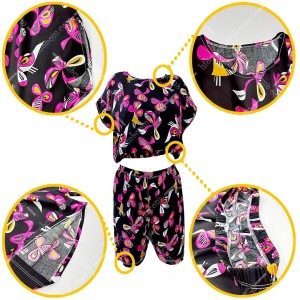 ست تاپ و شلوارک نخی تایلندی طرح 3