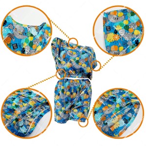 ست تاپ و شلوارک نخی تایلندی طرح 4