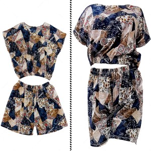 ست تاپ و شلوارک نخی تایلندی طرح 6