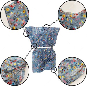 ست تاپ و شلوارک نخی تایلندی طرح 7