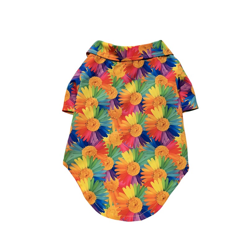 پیراهن هاوایی پسرانه سگ – لباس تابستانی شاد و خنک برای سگ‌های نر کد R0004