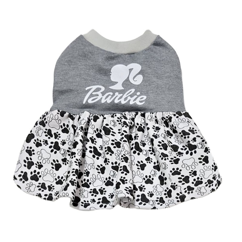 پیراهن دامن‌دار طوسی دخترانه سگ – لباس لطیف و فانتزی برای استایل پاییزی کد R0029