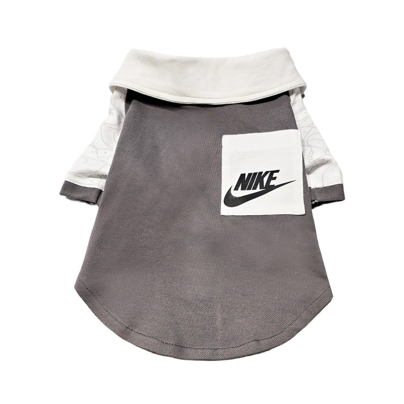 تیشرت پسرانه سگ | مدل قهوه‌ای دو رنگ با جیب سفید و چاپ لوگو کد R0050